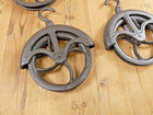 4 Rustic Cast Iron Hanging Cable Pulley Wheel Hook Farmhouse Country Decor Light