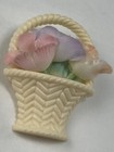 Hallmark 1982 Signed Vintage 1 8    Basket Of Colorful Pastel Tulip Flowers