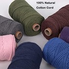 Macrame Cotton Cord  4 Ply Twisted Macrame Yarn  Natural 3mm 109yards Moon Blue