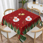 Christmas Tablecloth Square 52x52 Inch Red Xmas Tree Snowflake Winter Holiday Th