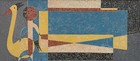 Vintage Abstract Mcm Figural Bird Mosaic Wall Hanging Mid Century Modern Art 60s