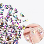 100pcs Mix Shapes 3d Nail Art Rhinestones Flatback Elongated Glass Stones Decor