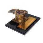 Antique French Empire Inkwell Brass On Noir Belge Marble C1900