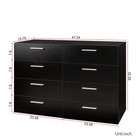 8 Drawer Double Dresser Black Chest Of Drawers Heavy Duty Wood Bedroom 47  Wide
