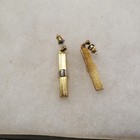 Vtg Gold Silver Tone Ribbed Dangle Pierced Earrings