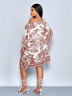 Brown Plus Size Off Shoulder Midi Dress With Forest Animal Print