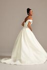 David s Bridal Collection Off Shoulder Satin Gown Wedding Dress - Bright White 4