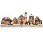 Pre-lit Wooden Christmas Village - Led Traditional Winter Holiday Mantel D  cor