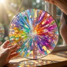 Rainbow Crystal Prism  Holographic Stained Glass Window Hanging 