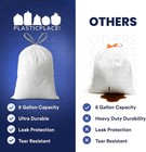 8 Gallon Trash Bags 100 Count White Drawstring Garbage Can Liners