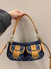 New Coach Ashton Baguette Bag In Signature Canvas Denim brown Cy700 Outlet