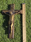 Vintage Casket Large Heavy N m p  900 Metal Wall Crucifix Jesus Heavy Duty 13   