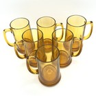 Amber Glass Beer Mugs Lot Of 6 Vintage 5 5 X 2 75 Inch 14 Oz Bar Ware Read