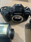 Vintage Yashica Tr7000 Multi-program Film Plus 200mm Zoom And Flash Adapters