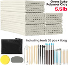 5 5lb Oven Bake Polymer Clay Kit White Modeling Craft Set With Sculpting Tools