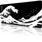 Gaming Mouse Pad For Desk large Mousepad 31 5  X 11 9  Black Wave 2