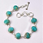 925 Handmade Kingman Turquoise Toggle Bracelet Sterling Silver Boho Jewelry