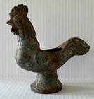 Antique Primitive  Cast Iron Urn Rooster  Incense Burner