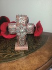 Vintage Mexican Folk Art Milagros Cross Free Standing Sun Moon Animals People
