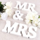 White Wooden Mr And Mrs Signs Wedding Present For Party Table Top Dinner Deco   