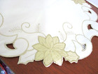 Sam Hedaya 15  Round Ivory   Gold W  Glitter Poinsettia Placemats Set Of 4 nip