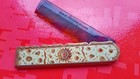 G347-rarity-old Stratton England Comb Engraved Brass  Gilded  Enameled Stand