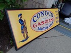 Conoco Gasoline   Motor Oils Sign Framed Gas Patriot Soldier North South Cool  