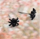 1pair 3d Black Spider Stud Earrings Women Girls Gothic Halloween Jewelry Gift