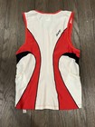 Mens Zoot Red White Cycling Triathlon Tri Top Jersey Pocket Small