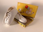1933 Monarch White Leather Lace Up Baby Shoes W  Orginal Box