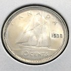 1938 Canada Ten 10 Cent Silver Dime Canadian George Vi Whizzed Coin L024