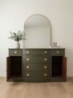 Refinished Drexel Mahogany Buffet In Olive Green With Brass Hardware