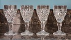 Christopher Stuart Regency Goblet Wine Glass Set Of 4 Crystal Diamond Cut 5 25  