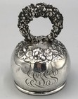 Antique Sterling Silver Dinner Bell 3 5  Tall With Repousse Style Motif