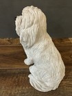 Sandicast 458 Sitting Maltese Dog 2002 Signed  Brue Glass Eyes 7 Lbs