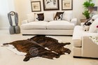 Tricolor White Backbone Genuine Cowhide Rug - Size 6x6    - Top Quality