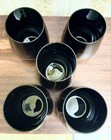 Vintage Libbey Black Amethyst Glass Stemless Wine Glasses Tumblers 8oz Set Of 5