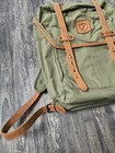 Fjallraven Rucksack No  21 Medium Olive Green G-1000 Leather Trim Backpack