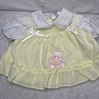 Vtg Lot Set 3 Pc Mayfair Girl Newborn Baby Bear Yellow White Polka Dot Footed
