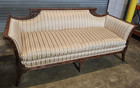 Duncan Phyfe Regency Style Carved Mahogany Sofa Silk Striped Fabric