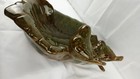  Majolica 14704 Green Porcelain Bird Family Perched On Lotus Leaf 18  X 11 