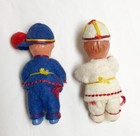 2 Vintage Dollhouse Miniature Dolls Western Germany Jointed 3  - Pristine 