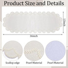 Pearl Table Runner 13x36 Inch Beaded Scalloped Edge White Table Decor Wedding