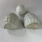 Set Of 3 Vintage White Milk Glass Bird Cage Feeders Seed Water Cups Japan Ribbed