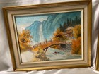 Vtg Set Of 2 Japanese Silk Embroidered Art House Mountain Fall Nature Framed