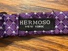 Hermoso Bow Tie Beau Unisex Purple   White Dots Geometric Pattern Adjustable