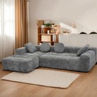 Dark Gray Linen L-shaped Sectional Sofa Bed Sleeper W  Chaise
