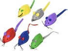 Ethical Pet Spot Felt Mice 6 Count  Assorted Colorful Cat Toys With Catnip
