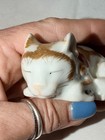 Vintage Kutani Japanese Porcelain Ceramic Sleeping Cat Figurine Gold Handpainted