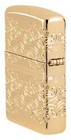 Zippo Armor Lucky Clover Design Multicut Textured High Polish Gold Plate 46301